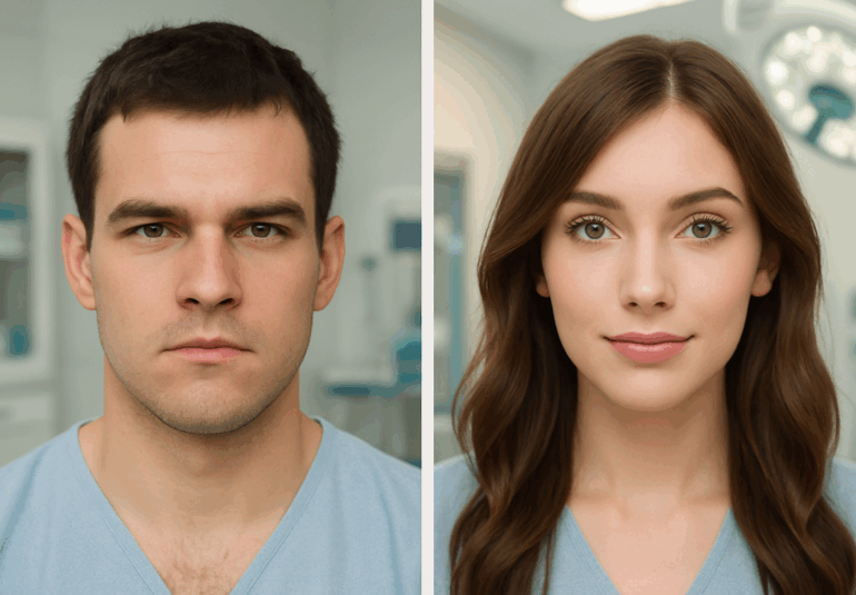 Avant et après la chirurgie de féminisation du visage en Tunisie : transformation d’un visage masculin en traits féminins doux et harmonieux